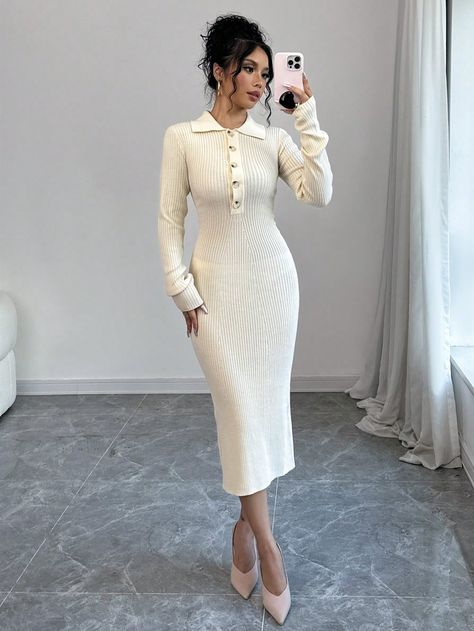 Cream sweater dress outfit