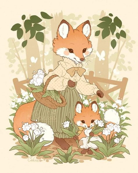 Cottagecore Animals, Forest Life, Cottagecore Art, Arte Do Kawaii, Fairytale Art, Fox Art, Cute Little Drawings, Kawaii Drawings, Cute Animal Drawings