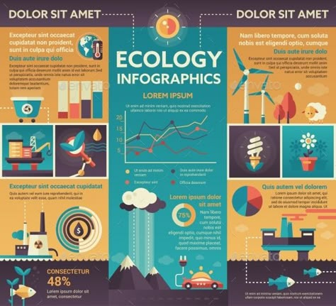 Ecology - Poster, Brochure Cover Template by decorwm Ecology info poster, brochure cover template layout with flat design icons, other infographic elements and filler text Scientific Poster Design, Info Poster, Infographic Examples, Scientific Poster, Infographic Layout, Infographic Inspiration, Education Poster Design, Research Poster, Brochure Design Layout