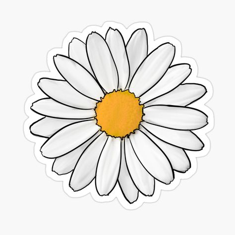 Aesthetic Flowers Clipart, Flower Daisy Drawing, Pretty Drawings Of Flowers, Small Flowers Drawing, Flower Clipart Printables, Flowers Drawing Aesthetic, White Flower Sticker, Daisy Images, Daisy Flower Sticker