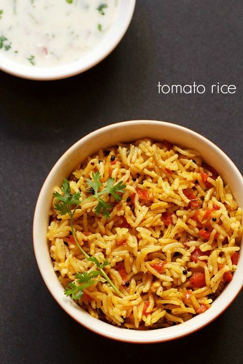 Tomato Rice Tomato Rice Recipe, Chili Paneer, Veg Recipes Of India, Indian Rice Recipes, Tomato Rice, Indian Rice, Easy Rice Recipes, Pulao Recipe, Biryani Recipe