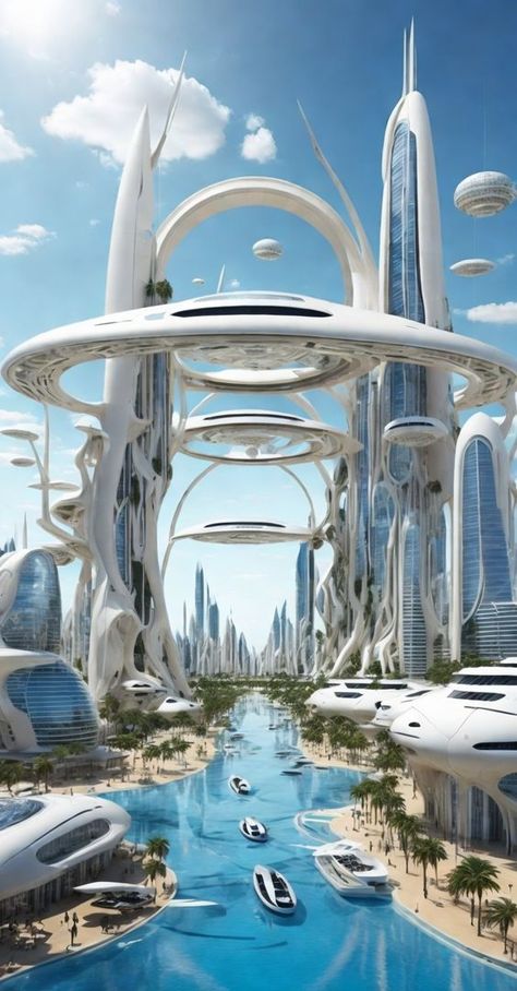 Beautiful Futuristic City, Future World Illustration, Fantasy Future City, Future City Illustration, Future Utopia, Futuristic City Utopia, Futuristic Architecture Future City, Utopia City, Cars Of The Future