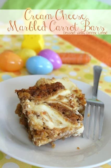 Cream Cheese Marbled Carrot Bars | Dessert Now, Dinner Later! Carrot Cake Cheesecake Bars, Carrot Bars, Luscious Recipes, Bars Dessert, Bar Desserts, Carrot Cakes, 2024 Recipes, Food Fantasy, Easter Goodies