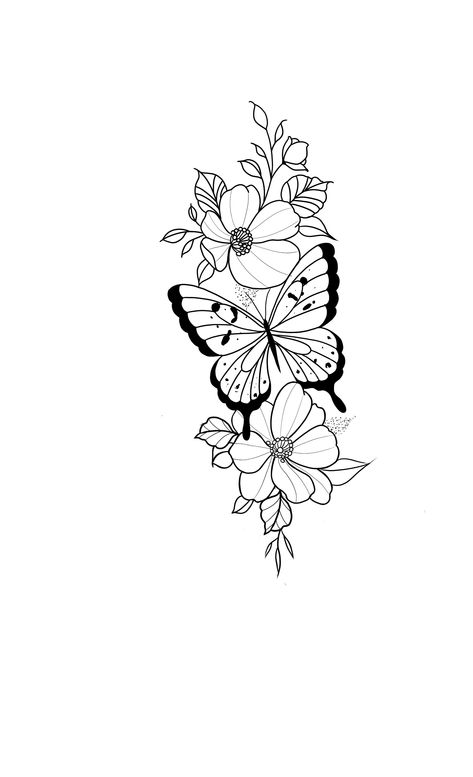 Butterfly Flower Tattoo Sleeve, Butterfly Flower Tattoo Design, Flower And Butterfly Tattoo, Butterfly With Flowers Tattoo, Cute Hand Tattoos, Faith Tattoo, Pretty Tattoos For Women, Tattoos For Black Skin, Tattoo Design Book