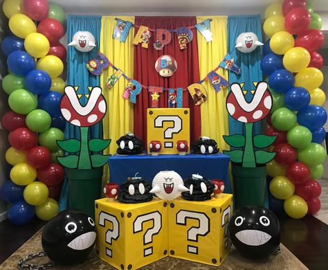 Mario Bros Backdrop Party Ideas, Super Mario Background Birthday Party Ideas, Super Mario World Decorations, Mario Brothers Backdrop, Super Mario Birthday Party Backdrop, Super Mario Photo Backdrop, Super Mario Bros Party Backdrop, Mario Backdrop Birthday Party Ideas, Super Mario Birthday Backdrop