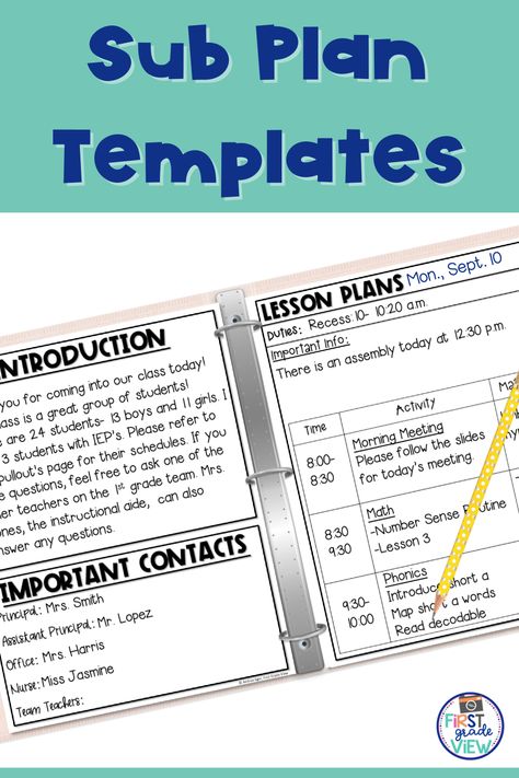 Substitute Lesson Plan Template, Substitute Teacher Plans Template, Substitute Lesson Plans, Lesson Plans For 3rd Grade, Substitute Plans Template, Substitute Teacher Lesson Plans, Substitute Teacher Resources, Substitute Teacher Tips, Substitute Teacher Binder