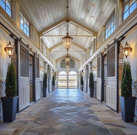 Houses With Stables, Fancy Stables, Luxury Horse Stalls, Equestrian House, Luxury Horse Stables, Luxury Horse Barns, Horse Stables Design, Napoleon Movie, Dream Barn Stables