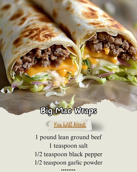 Healthy Big Mac, Big Mac Wrap, Delicious Wraps, Wrap Recipe, Grandmas Recipes, Chapati, Recipe Healthy, Big Mac, Wrap Recipes