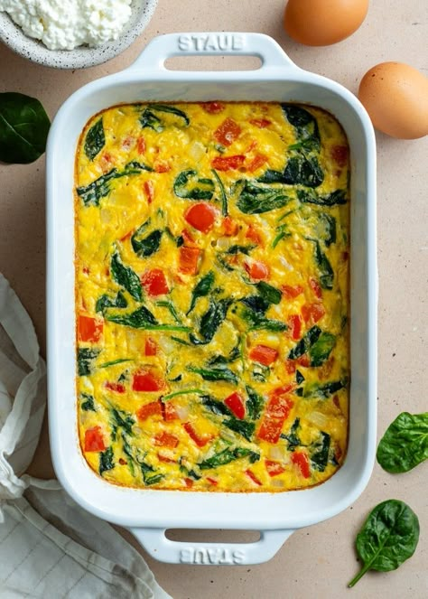 Oven-Baked Vegetable Cottage Cheese Frittata Cottage Cheese Frittata, Broccoli Cheese Frittata, Frittata Recipes Baked, Oven Frittata, Oven Baked Frittata, Oven Baked Vegetables, Frittata Recipes Breakfast, Baked Frittata, Healthy High Protein Breakfast