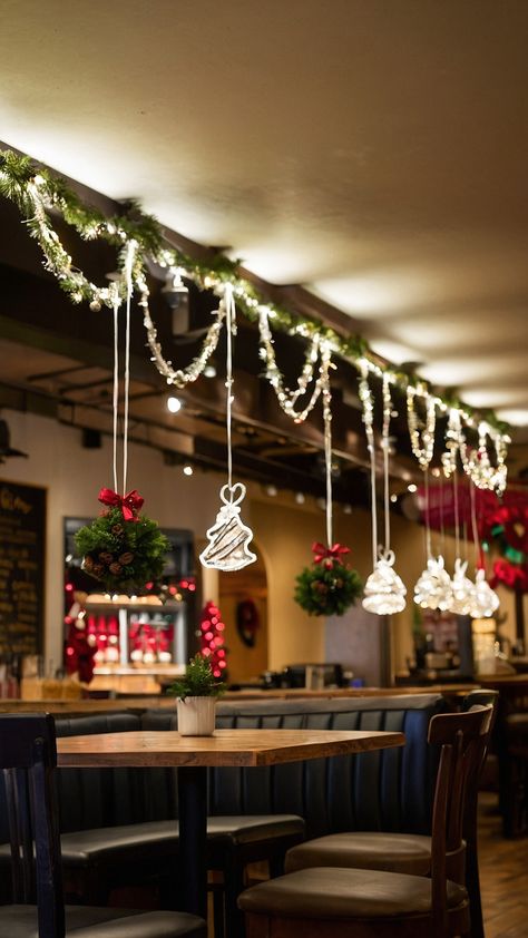 Transform your outdoor coffee shop into a cozy Christmas wonderland with these simple and aesthetic farmhouse-inspired decorations Embrace the holiday spirit outside your cafe with charming elements that bring warmth and festive cheer Discover creative ideas to elevate the outdoor aesthetic of your coffee shop this Christmas season Christmas Decor Ideas Coffee Shop, Christmas Coffee Shop Decor, Coffee Shop Christmas Decorations Ideas, Cafe Christmas Decorations Ideas, Christmas Cafe Decor Ideas, Christmas Coffee Shop, Outdoor Coffee Shop, Christmas Cafe, Aesthetic Farmhouse