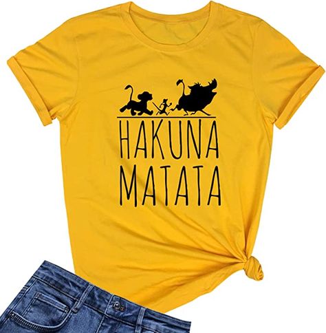 LOOKFACE Womens Hakuna Graphic Printed Tshirts Cute Funny Tees Hakuna Matata Tshirt, Tshirts Cute, Printed Tshirts, Cute Graphic Tees, Girls Graphic Tee, Graphic Tops, Cute Tshirts, Funny Tees, Teen Girls