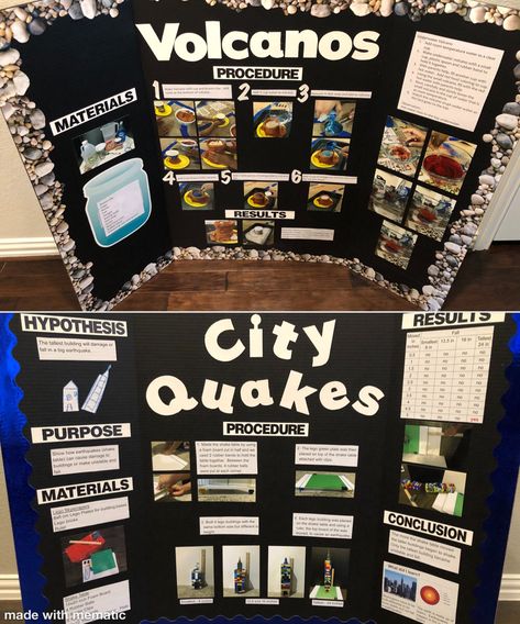 Science Fair Board Layout, Volcano Science Fair Project, Inkleur Prente, Volcano Science Projects, Science Fair Board, Science Fair Project, Building Foundation, Science Project, Science Fair Projects