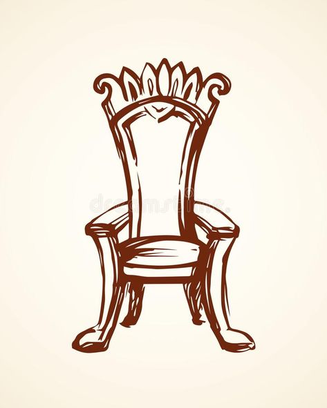 Throne Drawing, King On Throne, Medieval Decor, Gold Interior, Stool Design, Sketches Easy, Vector Drawing, Easy Drawings, Classic Style