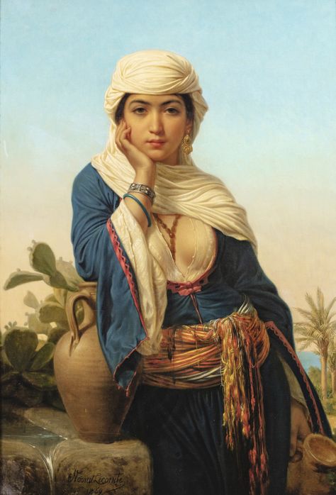 Charles-Emile-Hippolyte Lecomte-Vernet 1821 - 1900 REBECCA AT THE WELL Us Drawing, Arabian Art, Arabian Beauty, Arabic Art, Classic Paintings, Hand Painted Artwork, Egyptian Art, Classical Art, Best Artist