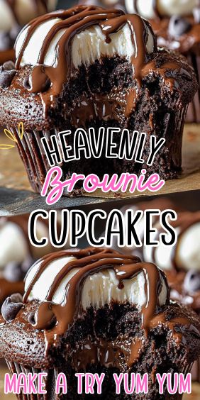 Heavenly Brownie Cupcakes Cookie Brownie Cupcakes, Brownie Cupcakes Recipes Homemade, Fudge Chocolate Cupcakes, Brownies Cupcakes Recipes, Rich Chocolate Cupcakes, Chocolate Brownie Muffins, Cheesecake Brownie Cupcakes, Chocolate Fudge Cupcakes Recipe, Brownie Batter Cupcakes