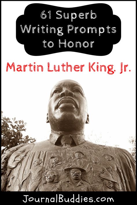 With these superb writing prompts, students will expand their understanding of Dr. King and deepen their respect for his work and its lasting effect on humanity. #MLK #WritingPromptsForMLKJr #JournalBuddies 3rd Grade Martin Luther King Activities, Martin Luther King Jr Elementary Activities, Prek Martin Luther King Jr Activities, Martin Luther King Jr Writing Prompt, Martin Luther King Jr First Grade, January Themes, Martin Luther King Jr Activities, Homeschool Writing Prompts, Dr King