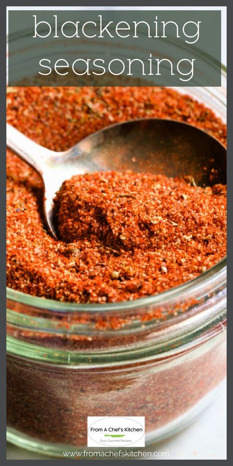 Ignite your tastebuds with this homemade Blackening Seasoning blend! This bold, versatile blend makes it easy to add a touch of sizzle to shrimp, fish, chicken, pork and beef wtih no additives! Blackened Seasoning Recipe, Blackening Seasoning, Blackening Spice, Creole Spice, Spice Rubs, Homemade Seasoning, Diy Mixes, Blackened Seasoning, Dry Rubs