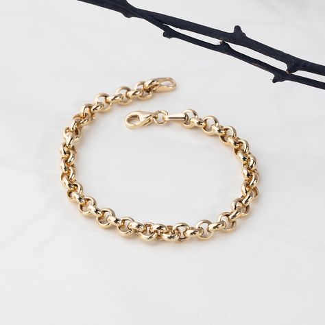 Gold Rolo Chain Bracelet, Bracelet Thick, Belcher Chain, Everyday Bracelet, Link Chain Bracelet, Mens Gold Bracelets, Rolo Chain, Bracelet Handmade, Colorful Bracelets