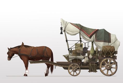 Medieval Horse, Horse Wagon, Horse Drawn Wagon, Medieval Houses, Building Concept, Shadow Warrior, Medieval World, My Fantasy World, Oregon Trail