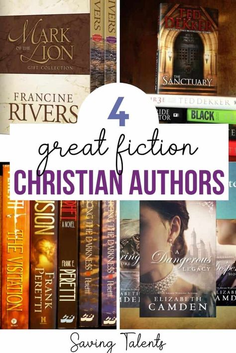 Here are four of the best Christian authors of fiction books! Read good, clean romance, thrillers, mystery, and more from great male and female Christian authors. Best Christian Fiction Books, Clean Mystery Books, Christian Fiction Books For Women, Good Christian Books, Christian Mystery Books, Christian Historical Fiction Books, Story Stretchers, Christian Entertainment, Christian Women Books