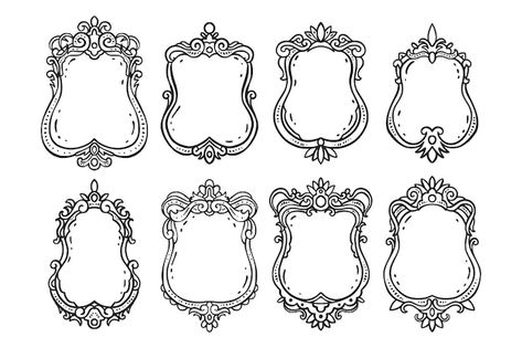 Victorian Frame Drawing, Vintage Frame Tattoo, Vintage Frame Clipart, Swirl Design Pattern, Drawing Retro, Ornate Frame Illustration, Victorian Oval Frame, Frame Drawing, Ornate Oval Frame