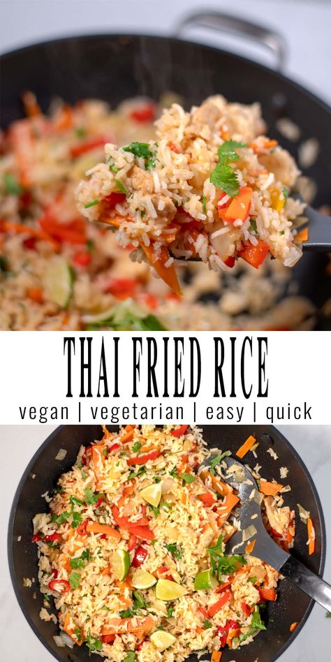 Thai Fried Rice Recipe, Vegetarian Rice Recipes, Vegetarian Fried Rice, Thai Fried Rice, Vegetarian Thai, Simple Family Meals, Vegan Easter, Eating Vegan, Healthy Comfort