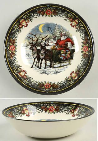 Christmas China Patterns, Mini Printables, Dinner Ware, Wood Napkin Holder, Xmas Dinner, Christmas China, Wood Cheese Board, Tiered Serving Trays, Santa's Sleigh