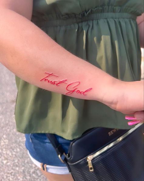 Red ink tattoo
Trust God
Hand tattoos
Small tattoos Red Ink Tattoos Small Wrist, Trust God Tattoo On Hand, God Is Tattoo, Red Words Tattoo, Red Ink Wrist Tattoo, God Phrases Tattoo, Red Wrist Tattoo For Women, Red Inner Arm Tattoo, In God I Trust Tattoo