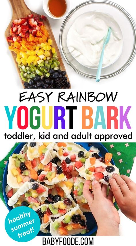 Fact: Kids love to eat colorful foods! This rainbow frozen yogurt bark is a great way to get your kids to eat in color! A nutrient-dense and naturally sweetened recipe that is a wonderful treat that you can feel good about giving to them. It's the perfect dessert or snack for toddler and kids. Adults too! Food Activities Preschool, Nutrition Activities For Preschoolers, Food Activities For Toddlers, Vegetable Rainbow, Eat Colorful, Healthy Food Activities, Preschool Food, Spring Snacks, Preschool Cooking