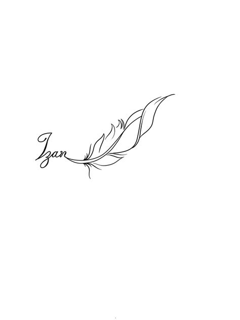 Feather And Name Tattoo Design, Simple Feather Tattoo Design, Peacock Feather Tattoo Stencil, Feather Name Tattoo, Fine Line Feather Tattoo, Simple Feather Tattoo, Plume Tattoo, Small Feather Tattoo, Bird Silhouette Tattoos