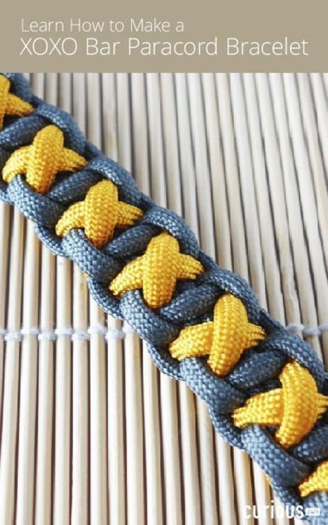 DIY Paracord Bracelet Ideas - XOXO Bar Paracord Bracelet - Tutorials for Easy Woven Paracord Bracelets | Survival and Stitched Patterns With Instructions and How To Paracord Weaving, Paracord Projects Tutorials, Parachute Cord Crafts, Paracord Weaves, Paracord Projects Diy, Paracord Bracelet Patterns, Paracord Bracelet Tutorial, Paracord Braids, Cords Crafts