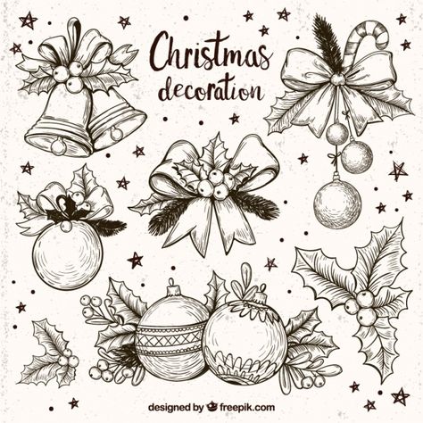 Draw Your Own Christmas Cards, Christmas Decor Ideas Drawing, Christmas Decoration Drawing, Christmas Related Drawings, Christmas Decor Drawing, Christmas Sketch Ideas, Christmas Tattoo Ideas, Christmas Decorations Drawings, Christmas Sketches