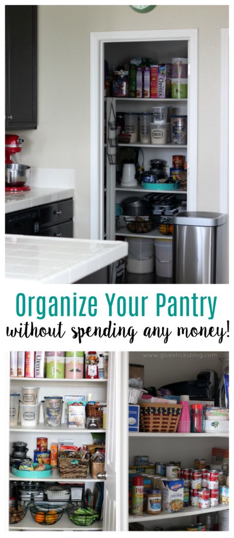 You don't need to spend $200 on baskets and bins to have a clean and organized pantry. I'll show you how to organize your pantry without spending any money by using what you already have! Bulters Pantry, Pantry Redo, Organize Pantry, No Pantry Solutions, Beautiful Pantry, Organize Your Pantry, Small Pantry Organization, Acrylic Containers, Organized Pantry