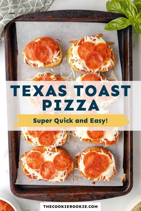 Pizza Garlic Toast, Garlic Bread Pizza Texas Toast, Texas Toast Pizza, Simple Summer Meals, Garlic Bread Pizza, Toast Pizza, Texas Toast, Kid Approved Meals, Cookie Pizza