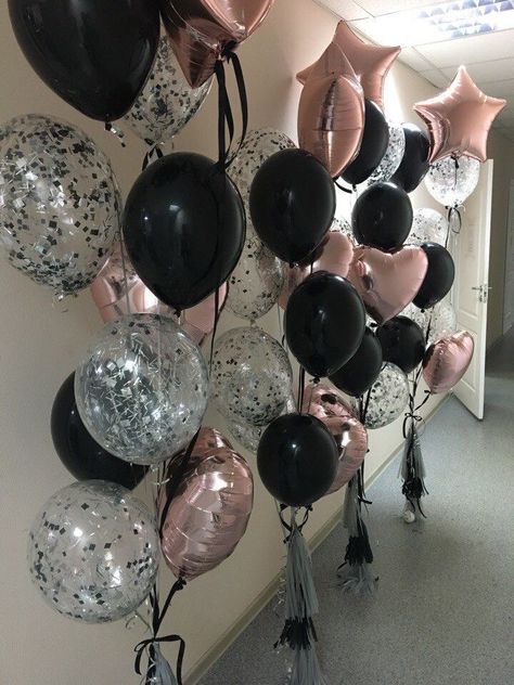 30th Birthday Party Ideas For Women Diy, Pink And Black Party Ideas, Black And Pink Birthday Party Decoration, 18th Birthday Decorations, 21st Birthday Decorations, Rose Gold Party, Sweet 16 Birthday Party, Birthday Balloon Decorations, Birthday Party 21