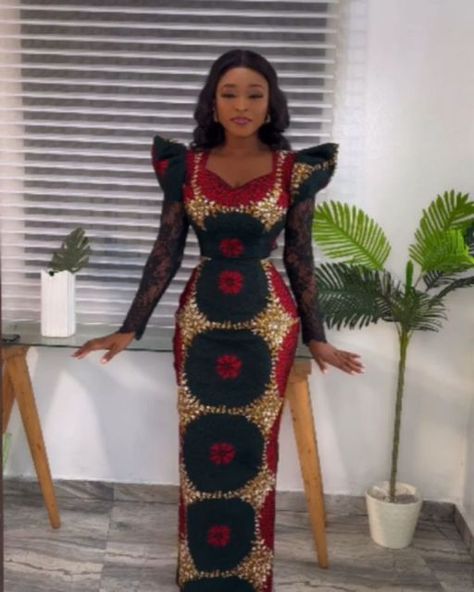 A Shape Gown Ankara, Nigeria Fashion, Ankara Dress Designs, Nigerian Lace Styles Dress, Ankara Long Gown Styles, Long African Dresses, Dress Ankara, Ankara Dress Styles, Classy Gowns