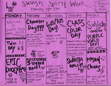 We Got The Beat Spirit Week, Nursing Spirit Week Ideas, Spirit Week Ideas, Decades Day Spirit Week, Decade Day, Spirit Week Themes, Spirit Day Ideas, School Event Dress, Rally Idea