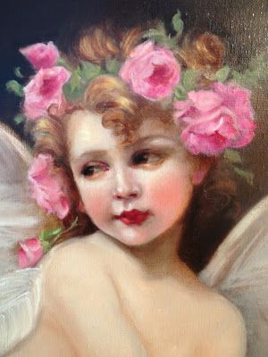 Angel Cupid, Birch Tree Art, Frida Art, Cherub Angel, Angel Painting, Angels In Heaven, Classic Paintings, Painting Vintage, Oil Painting Flowers