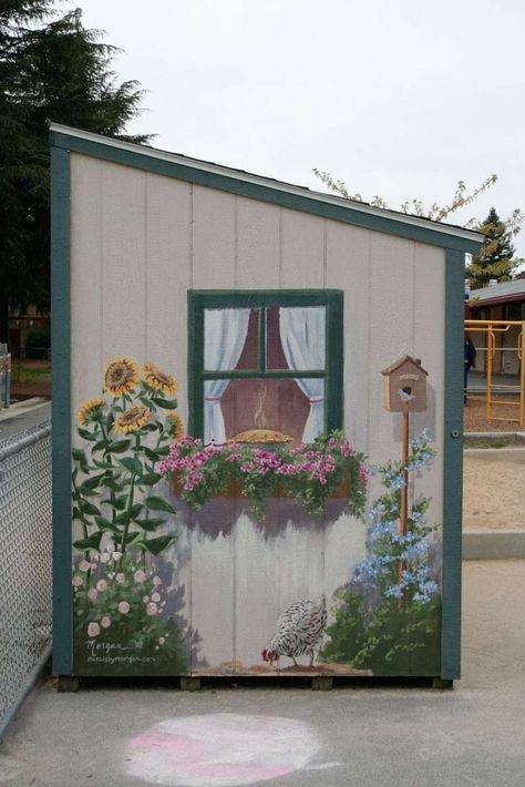 Homemaking Tips | Check out this PAINTED MURAL on the side of a SHED... | Facebook Mural On Shed, Shed Painting Ideas, Painted Mural, Homemaking Tips, Annie Sloan, On The Side, Shed, Siding, Mural