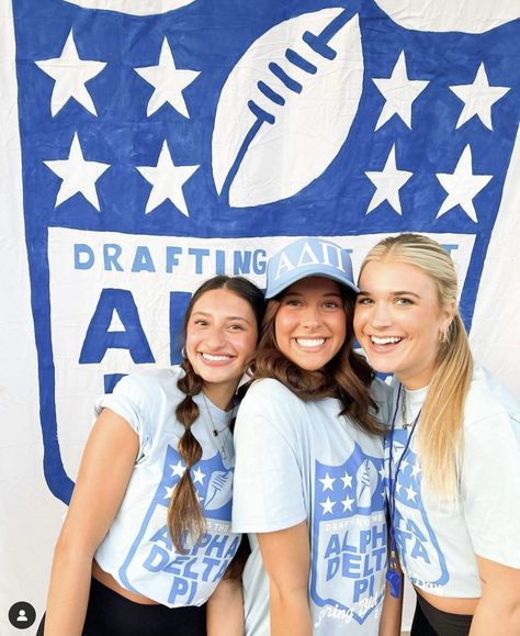 Drafting The Best Sorority, Draft A Date Sorority, Nfl Bid Day Theme, Adpi Bid Day, Bid Day Themes Kappa Delta, Drafting The Best Bid Day, Bid Day Ideas, Bid Day Themes Sorority, Kappa Kappa Gamma Bid Day