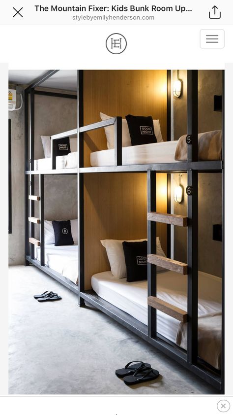 Idea Bilik Tidur, Lower Bed, Reka Bentuk Bilik Tidur, Bunk Bed Rooms, Hostels Design, Modern Bunk Beds, Bunk Beds Built In, Built In Bunks, Hiasan Bilik Tidur