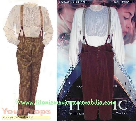 Titanic TITANIC - ORIGINAL J. PETERMAN REPRODUCTION of “JACK’S COSTUME (BIB SHIRT ENSEMBLE)" replica movie costume Jack Dawson Outfit, Jack Titanic, Titanic Party, Titanic Costume, Mother Nature Costume, Titanic Dress, J Peterman, Titanic Movie, The Titanic