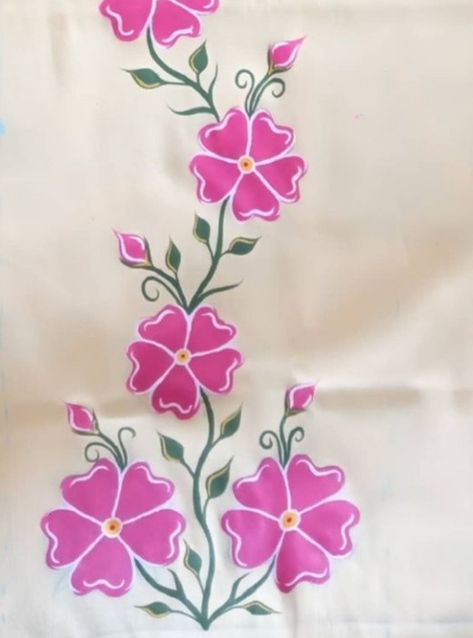 Fabric Colour Painting, Saree Painting Designs, Fabric Paint Diy, Saree Painting, Fabric Painting Techniques, Flower Drawings, Fabric Painting On Clothes, Painted Fabric, Fabric Paint Designs