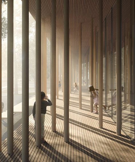 Norway Forest, Museum Logo, Green Gym, Wooden Construction, Wood Architecture, Norwegian Forest, New Museum, Architecture Rendering, Beautiful Buildings