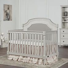 Evolur Julienne 5in1 Convertible Crib  Linen Gray Upholstered Crib, Baby Crib Diy, Nursery Furniture Collections, Diy Crib, Best Crib, French Country Design, Baby Sleep Problems, Adjustable Mattress, Crib Sets