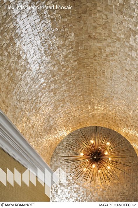 Mosaic Ceiling, Mother Of Pearl Tiles, Maya Romanoff, Pearl Tiles, Golden Globes 2016, Victorian Vases, Mother Of Pearl Mosaic, Ceiling Details, Inspirational Journal