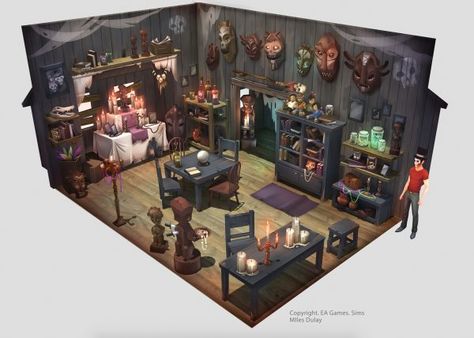 Voodoo Room, Concept Art Landscape, Art Environment, Room Illustration, Bookshelf Art, Casa Halloween, Bg Design, Rpg Horror, 8bit Art