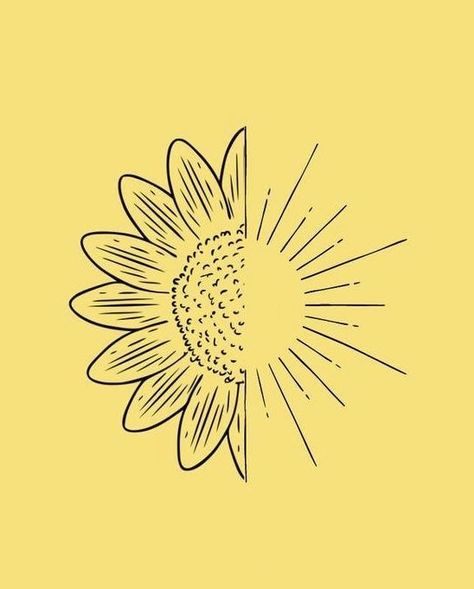 Sun Virgo Tattoo, Sun And Flowers Drawing, Sun Sunflower Tattoo, Small Sunflower Tattoos, Sunflower Tattoo Simple, Tattoo Sonne, Lettermark Logo, Logo Wordmark, Sunshine Tattoo