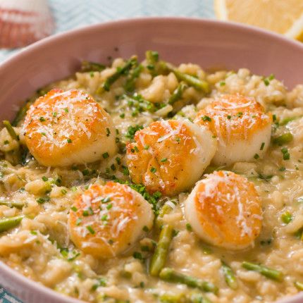 Scallop Risotto Recipes, Oatmeal Cookies Recipes, Scallop Risotto, Crispy Oatmeal Cookies, Shrimp Risotto, Citrus Fish, Risotto Recipe, Coquille Saint Jacques, Scallop Recipes