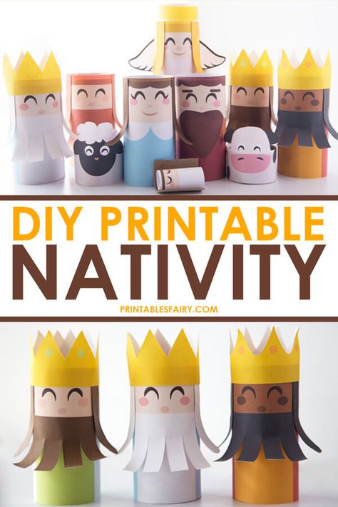 Make your own Nativity Scene with your kids using only toilet paper rolls and these printables. #Nativity #ChristmasCraft Printable Nativity, Nativity Scene Crafts, Nativity Craft, Craftsman Ranch, Diy Nativity, Toilet Paper Rolls, Toilet Paper Roll Crafts, Nativity Crafts, Paper Roll Crafts